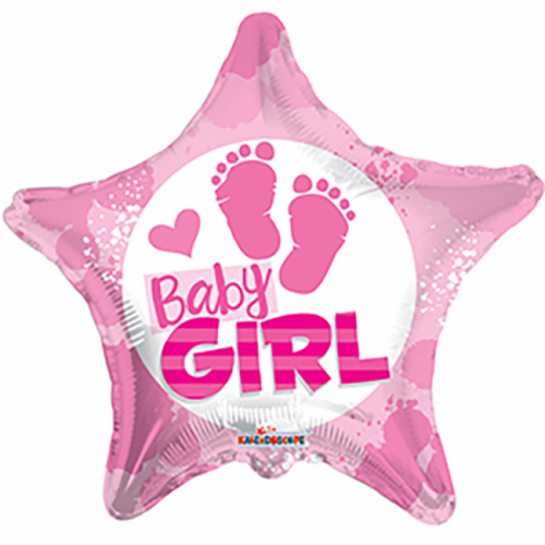 Folieballon Baby Girl Ster Roze 46cm