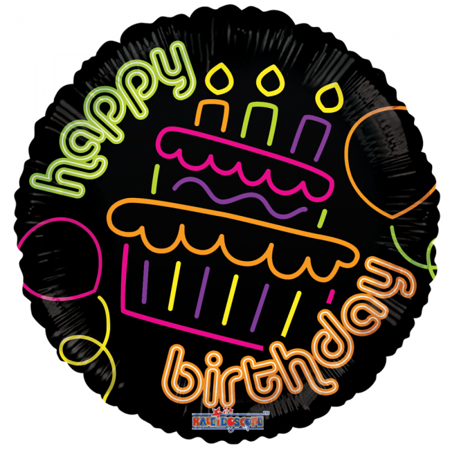 Folieballon Happy Birthday Neon Cupcake 46cm