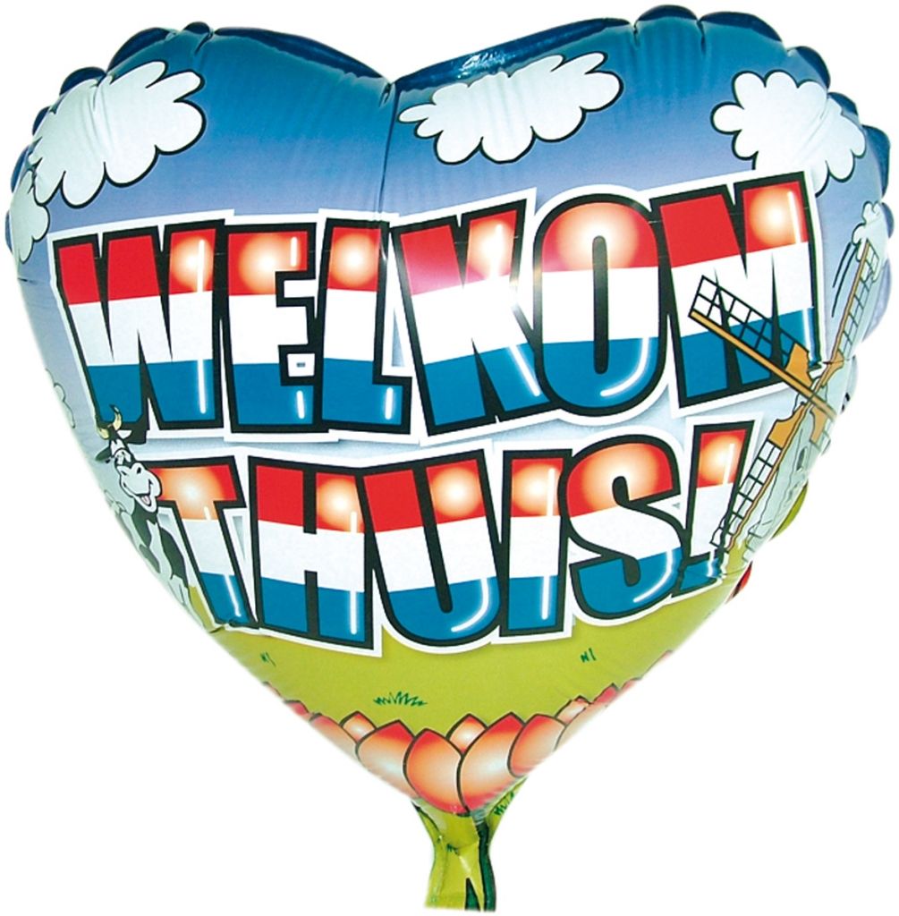 Folieballon Hart Welkom Thuis (Holland) 45cm