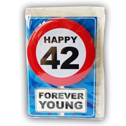 Happy Age Card met Button 42 jaar