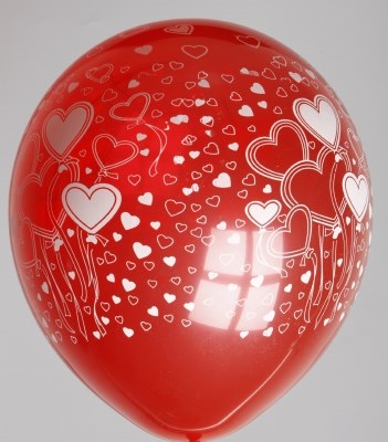 5st Helium Ballonnen Rood met Witte Hartjes 12"
