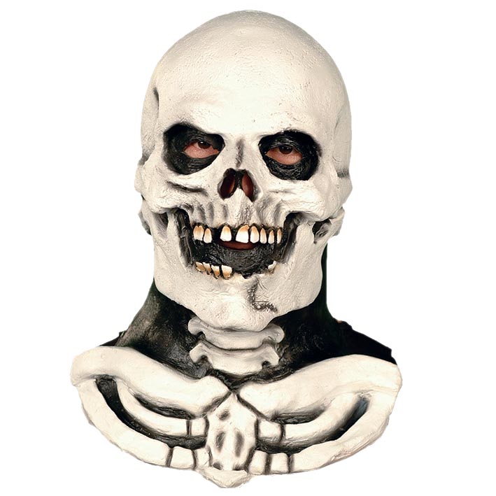 levenslang Ashley Furman timmerman Rubber Masker Skelet met Hals - Ooms Feestwinkel