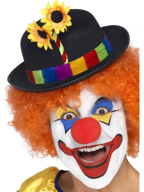 Zwarte Clowns Bolhoed met Bloem