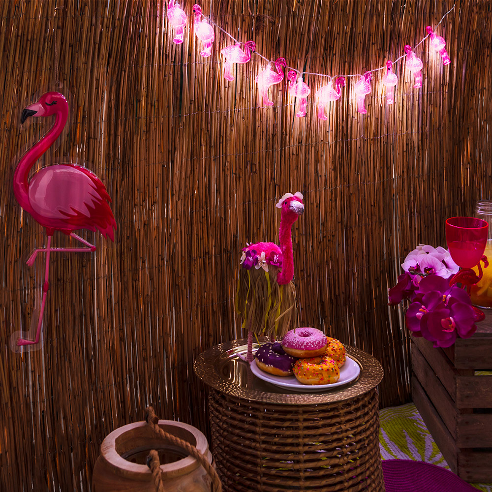 Decoratie Flamingo Hawairok 35cm - Ooms Feestwinkel
