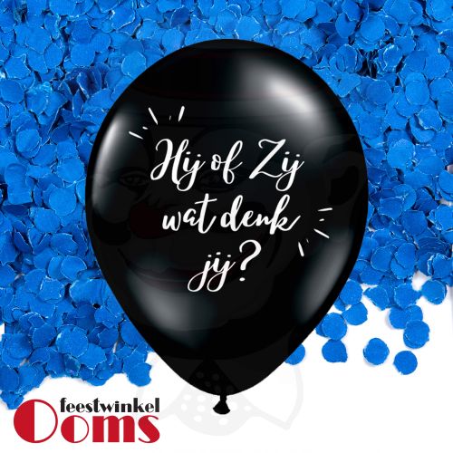 Ballon Hij of Zij met Blauwe Confetti 16"