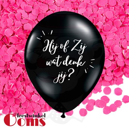 Ballon Hij of Zij met Roze Confetti 16"