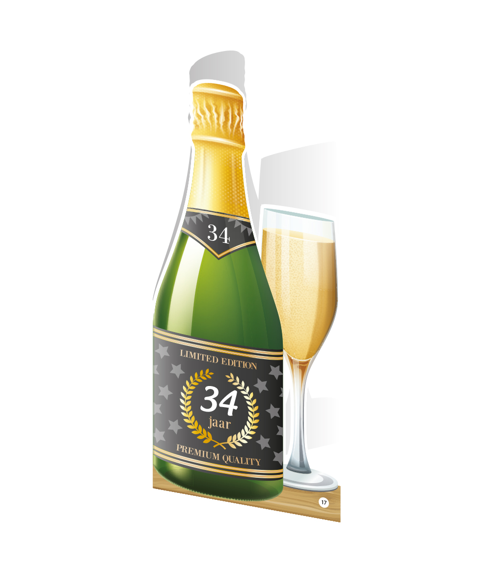 Wenskaart Champagne 34 jaar