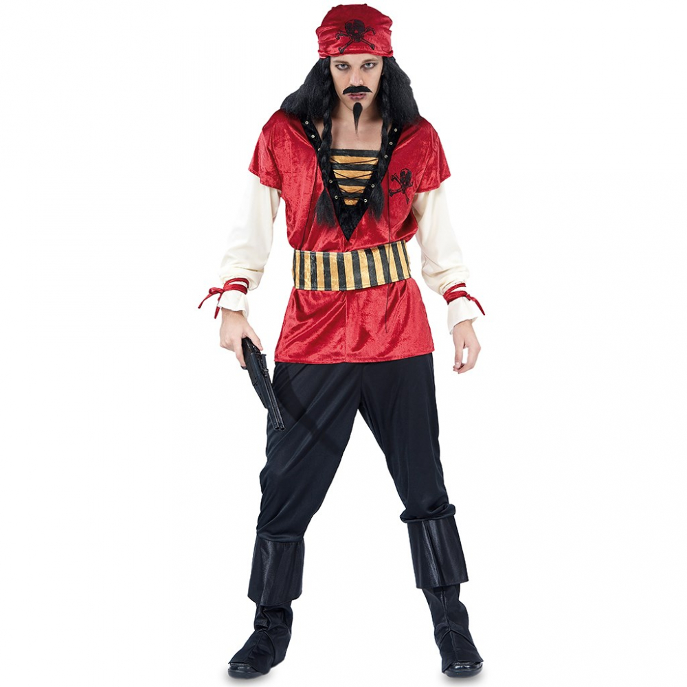 Kostuum Piraat Rood Heren Mt.M/L