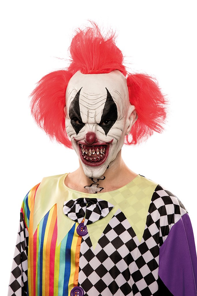 Rubber Masker Duivelse Clown met Punk Haar