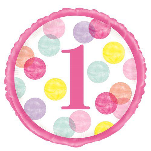 Folieballon 1st Birthday Roze 46cm