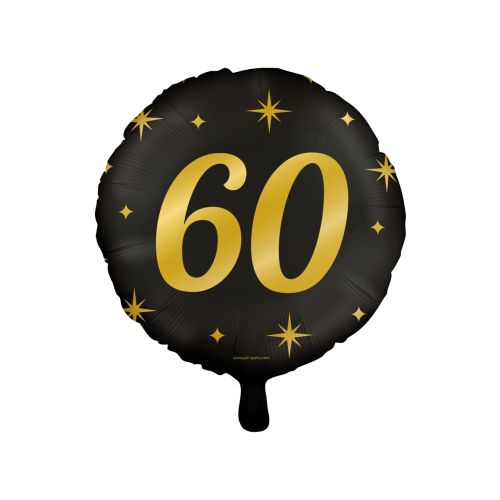 Folieballon Classy 60 Jaar Zwart/Goud 46cm