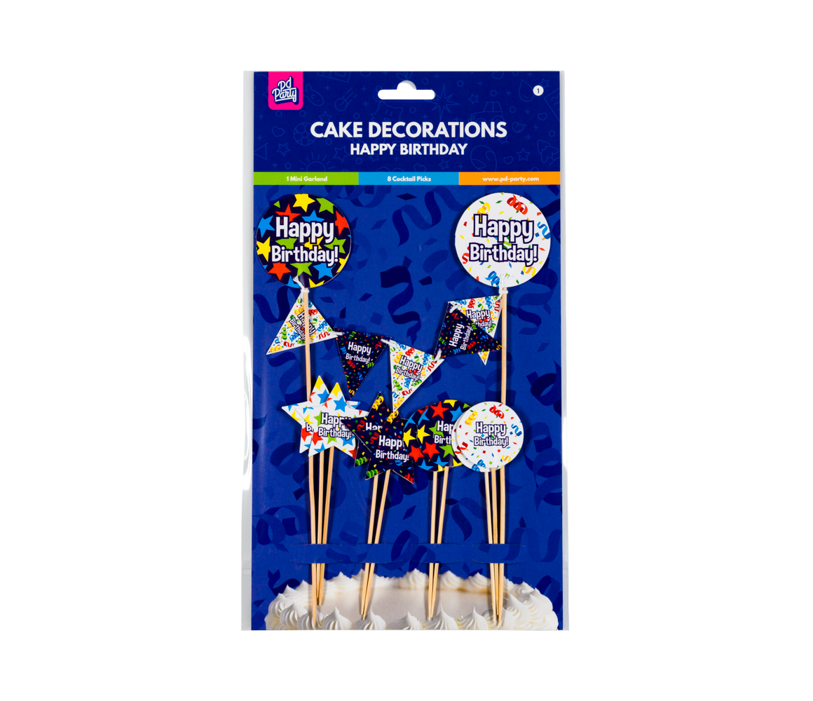 Cake Decoratie Set Happy Birthday Cartoon