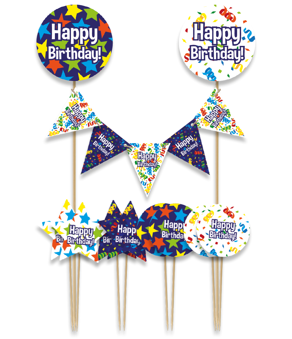 Cake Decoratie Set Happy Birthday Cartoon