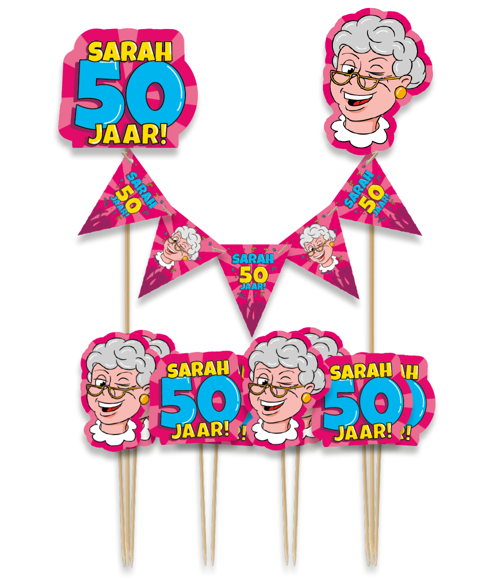 Cake Decoratie Set Sarah 50 Cartoon