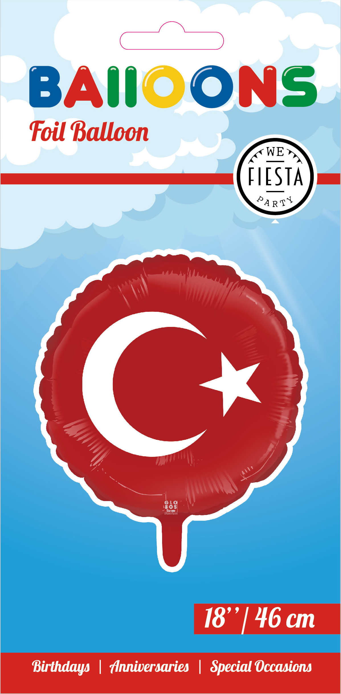 Folieballon Turkse Vlag 46cm