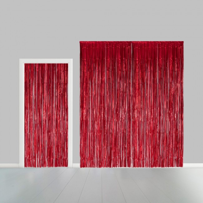 Deurgordijn Folie Uni Rood 100x240cm