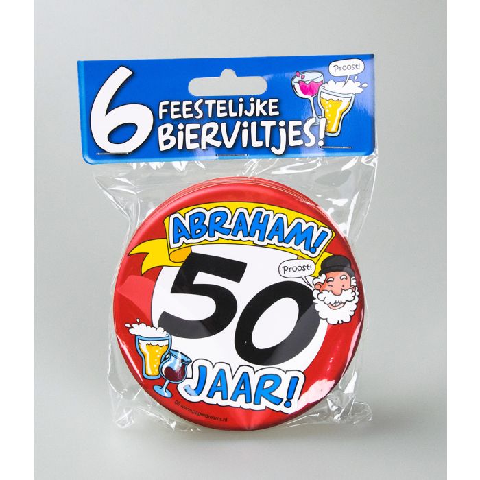 Bierviltjes 50 jaar Abraham 6stuks