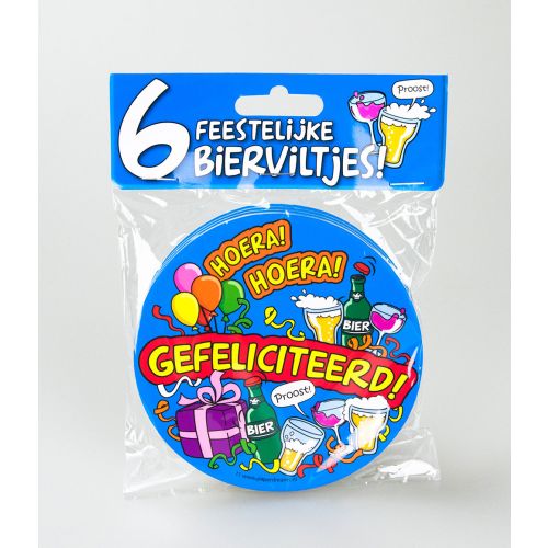 Bierviltjes Gefeliciteerd 6stuks