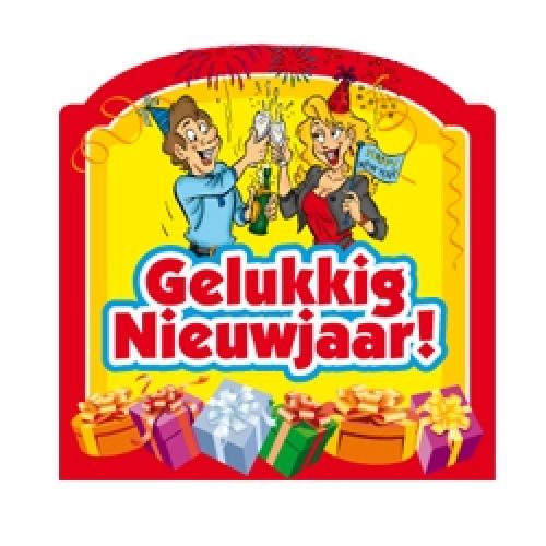 Champagnefles Sticker ''Gelukkig Nieuwjaar''