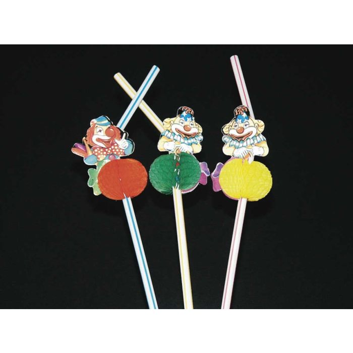 Folie Rietjes Clowntjes 24cm 6stuks