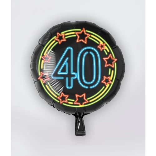 Folieballon "40" Jaar Neon 46cm