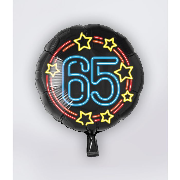 Folieballon "65" Jaar Neon 46cm