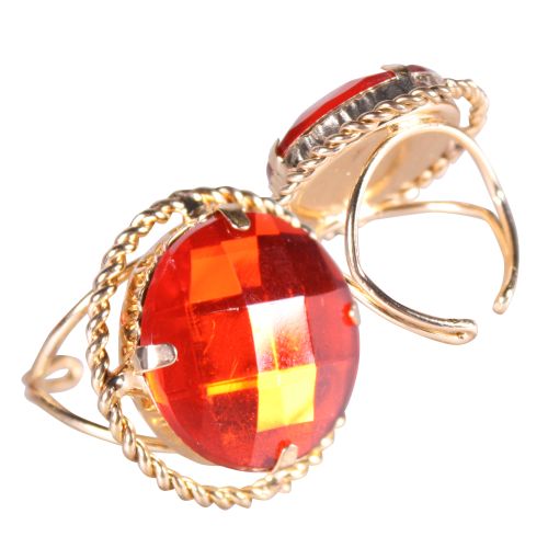 Ring Sint Rond Goud/Rood Verstelbaar