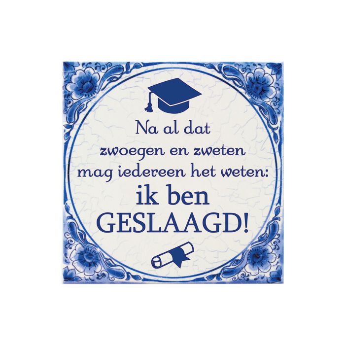 Tegeltje Delfts Blauw - Geslaagd School