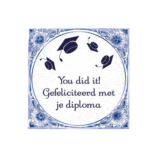 Tegeltje Delfts Blauw - Geslaagd You Did It