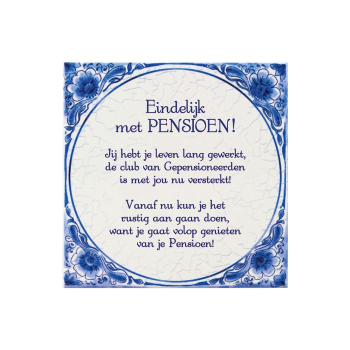 Tegeltje Delfts Blauw - Pensioen