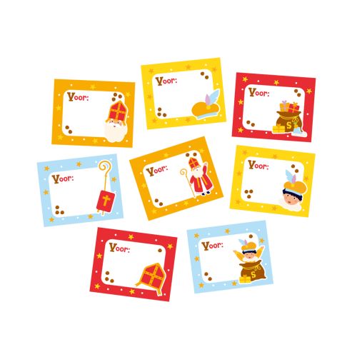 Naamstickers Sinterklaas Cartoon 50stuks